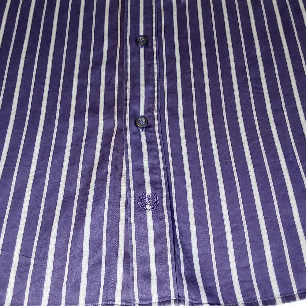 Bugatchi Uomo Mens XL Dress Shirt Classic Fit Flip Cuff Purple Stripe Button‎ Up